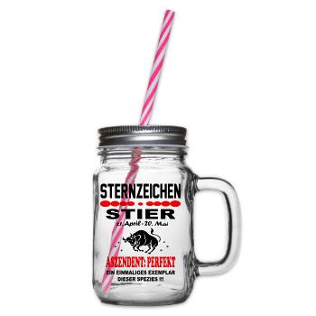 Stier Sternzeichen Horoskop Aszendent Perfekt - Henkelglas mit Schraubdeckel - Klar - Rechts