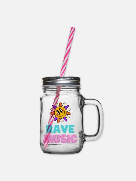 Sunshine Rave Musik Neon-Design - Henkelglas mit Schraubdeckel - Klar