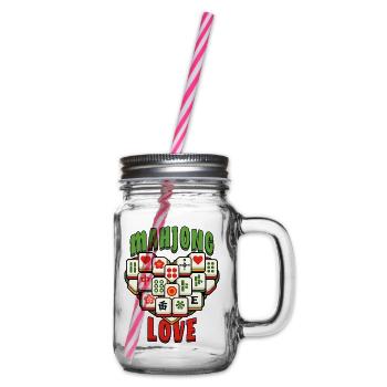 Mahjong Game Social Club Love Mahjong - Glass jar with handle and screw cap - clear - Right