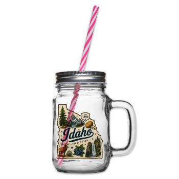 Idaho The Gem State Vintage Travel Aufkleber - Henkelglas mit Schraubdeckel - Klar - Rechts