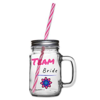 Bachelorette party. BRIDE. TEAM. TEAM MARIEE. BRIDE-TO-BE - Glass jar with handle and screw cap - clear - Right