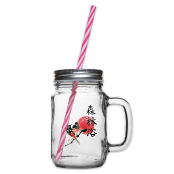 kanji japan japanisch anime asian vögel  - Henkelglas mit Schraubdeckel - Klar - Rechts