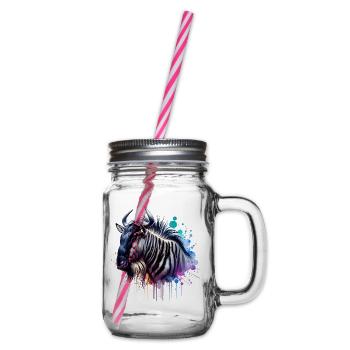 Gnu Motiv - Henkelglas mit Schraubdeckel - Klar - Rechts