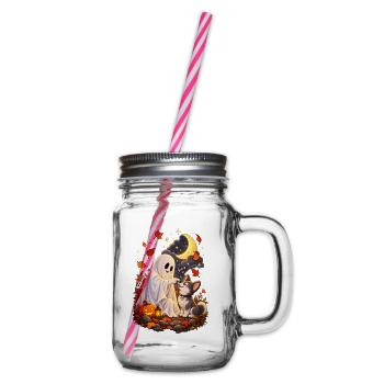 Funny Ghost Chihuahua Dog Boop Halloween - Henkelglas mit Schraubdeckel - Klar - Rechts