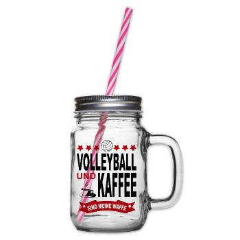 Volleyball Volleyballspieler Sport Verein - Henkelglas mit Schraubdeckel - Klar - Rechts