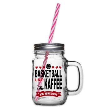 Basketball Basketballspieler Sport Verein - Henkelglas mit Schraubdeckel - Klar - Rechts