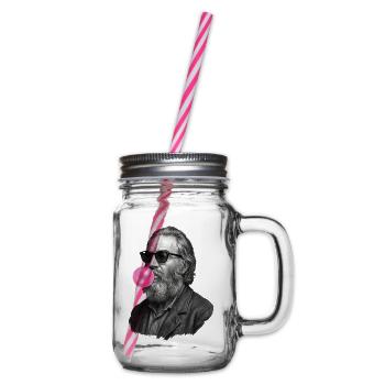 Walt Whitman mit Pinker Bubble - Henkelglas mit Schraubdeckel - Klar - Rechts
