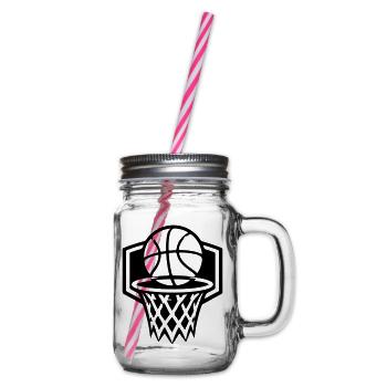 Basketball Korb Symbol - Henkelglas mit Schraubdeckel - Klar - Rechts