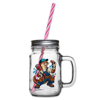 Klempner Handwerk / Handwerker - Henkelglas mit Schraubdeckel - Klar - Rechts