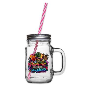 Promillent genug für den Abend Party Spruch - Henkelglas mit Schraubdeckel - Klar - Rechts