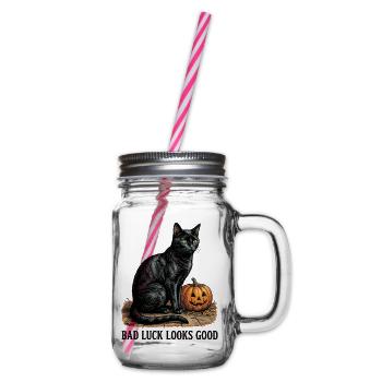 Bad Luck Looks Good Schwarze Katze - Henkelglas mit Schraubdeckel - Klar - Rechts