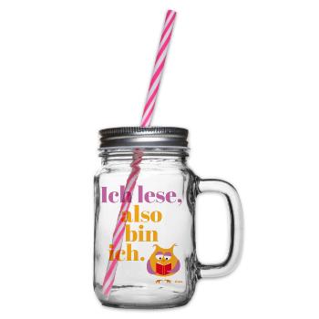 Ich lese, also bin ich!  - Henkelglas mit Schraubdeckel - Klar - Rechts