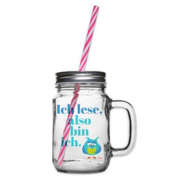 Ich lese, also bin ich! - Henkelglas mit Schraubdeckel - Klar - Rechts