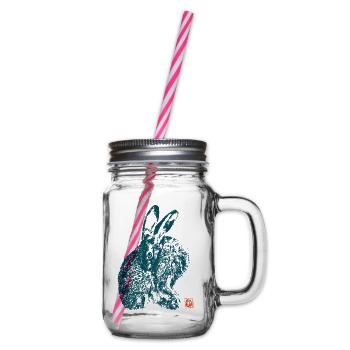 Feldhase Kaninchen Natur Tier Kanji - Henkelglas mit Schraubdeckel - Klar - Rechts