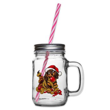 Weihnachten Dackel Hund Geschenkidee - Henkelglas mit Schraubdeckel - Klar - Rechts