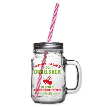 Dudelsackspieler Dudelsack Männer Geschenk - Henkelglas mit Schraubdeckel - Klar - Rechts