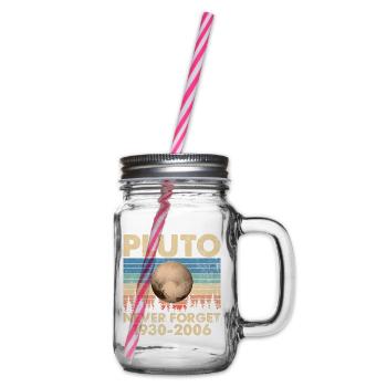 Pluto Zwergplanet Astronomie Weltraum Never Forget - Henkelglas mit Schraubdeckel - Klar - Rechts