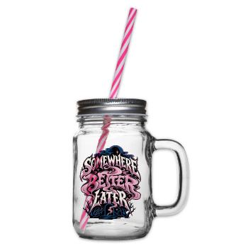 Zwischen Welten Pinker Nebel - Henkelglas mit Schraubdeckel - Klar - Rechts