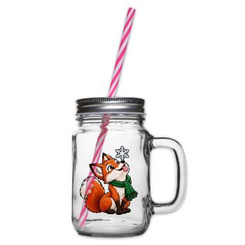 Weihnachten Fuchs Schneeflocke Winter Geschenk - Henkelglas mit Schraubdeckel - Klar - Rechts