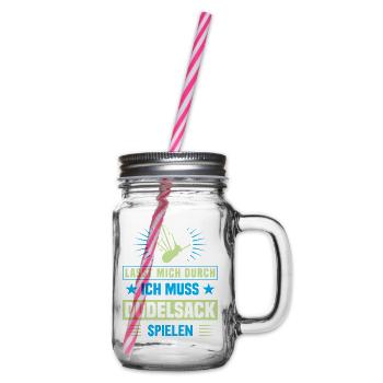 Dudelsackspieler Dudelsack Männer Geschenk - Henkelglas mit Schraubdeckel - Klar - Rechts