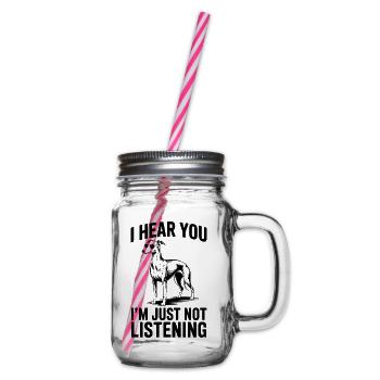 Whippet Spruch Hunde Lustiges Whippet Geschenk - Henkelglas mit Schraubdeckel - Klar - Rechts