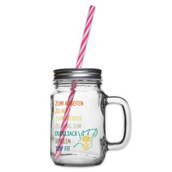 Dudelsackspieler Dudelsack Männer Geschenk - Henkelglas mit Schraubdeckel - Klar - Rechts