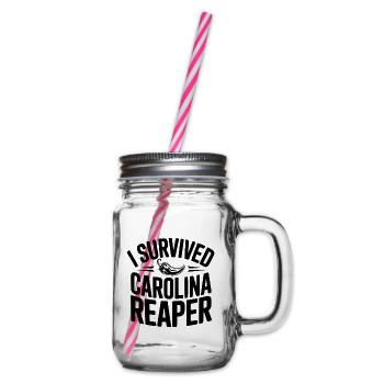 Ich habe Carolina Reaper überlebt - Henkelglas mit Schraubdeckel - Klar - Rechts