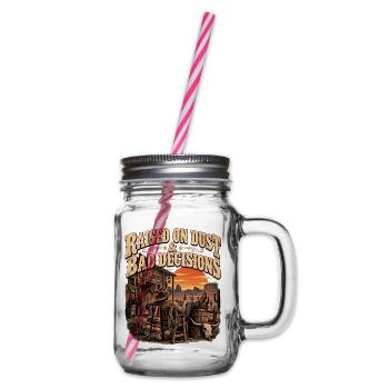 Aufgewachsen mit Staub und schlechten Entscheidungen - Henkelglas mit Schraubdeckel - Klar - Rechts