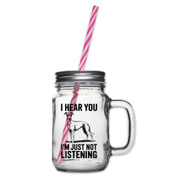 Whippet Spruch Hunde Lustiges Whippet Geschenk - Henkelglas mit Schraubdeckel - Klar - Rechts