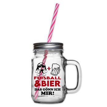 Fußball Fussball und Bier Gönn ich mir Fußballfan - Henkelglas mit Schraubdeckel - Klar - Rechts