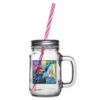 Farbrausch Papageienblick Auerhahn - Henkelglas mit Schraubdeckel - Klar - Rechts