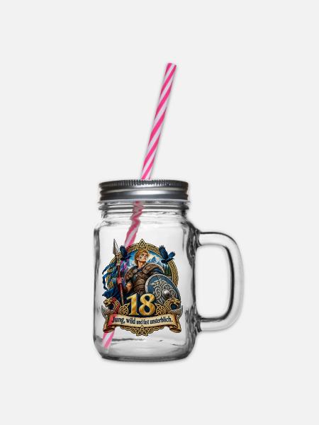 18. Geburtstag - Henkelglas mit Schraubdeckel - Klar