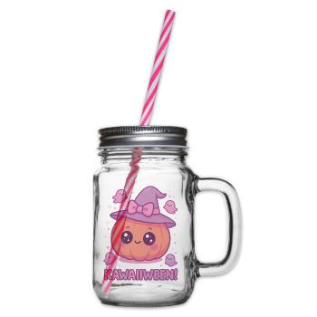 Kawaiiween Kürbishexe - Henkelglas mit Schraubdeckel - Klar - Rechts