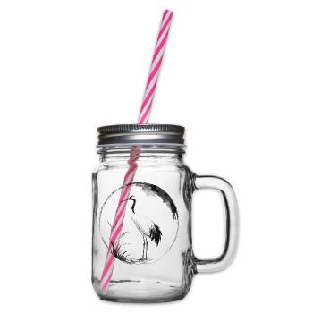 Mondkranich-Spiegelung - Henkelglas mit Schraubdeckel - Klar - Rechts