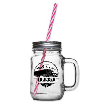 Trucker Life Behind the Wheel - Henkelglas mit Schraubdeckel - Klar - Rechts