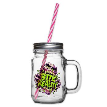 Beißende Realität Neon-Skull - Henkelglas mit Schraubdeckel - Klar - Rechts