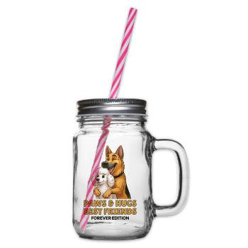 Paws & Hugs Best Friends Hunde Schäferhund Pudel   - Henkelglas mit Schraubdeckel - Klar - Rechts