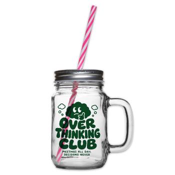 Over Thinking Club – Meetings All Day - Henkelglas mit Schraubdeckel - Klar - Rechts