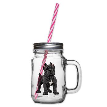 Cane Corso Kawaii Style – Süßer großer Hund - Henkelglas mit Schraubdeckel - Klar - Rechts