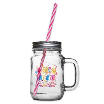 Eisbecher Vaporwave - Henkelglas mit Schraubdeckel - Klar - Rechts