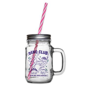 Dino Club – Kleine Dinos, große Abenteuer - Henkelglas mit Schraubdeckel - Klar - Rechts