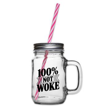 100 % nicht woke - Henkelglas mit Schraubdeckel - Klar - Rechts