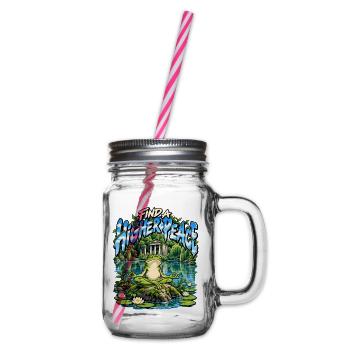 Find a Higher Peace – Meditativer Frosch - Henkelglas mit Schraubdeckel - Klar - Rechts