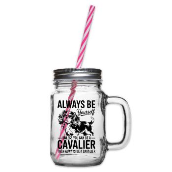 Cavalier King Charles Spaniel Spruch Hund Geschenk - Henkelglas mit Schraubdeckel - Klar - Rechts