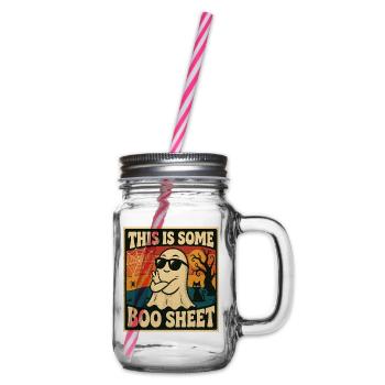 Retro Ghost Boo Sheet - Henkelglas mit Schraubdeckel - Klar - Rechts