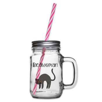 Katzen Nachthemd Schlafanzug Pyjama Bedwoman - Henkelglas mit Schraubdeckel - Klar - Rechts