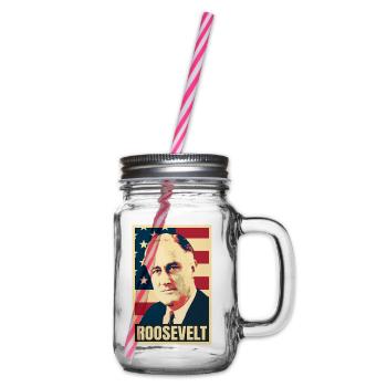 Geschichte des amerikanischen Präsidenten Franklin D. Roosevelt - Henkelglas mit Schraubdeckel - Klar - Rechts