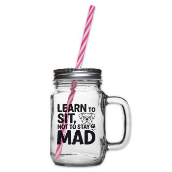 Hundetraining Learn To Sit Not To Stay Mad - Henkelglas mit Schraubdeckel - Klar - Rechts