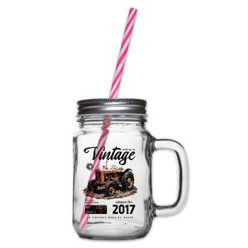 Geburtstag eines Vintage-Traktorbauern 2017 - Henkelglas mit Schraubdeckel - Klar - Rechts