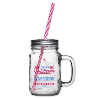 Lustiger Spruch Kapitänin - Henkelglas mit Schraubdeckel - Klar - Rechts
